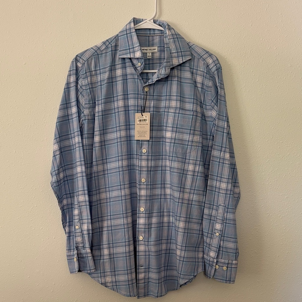 Izod Light Blue Checkered Button Down Shirt